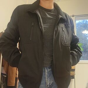 Guess Los Angeles Black Bomber Jacket Small Logo Patch Classic